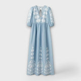 Sílvia - Lino Raštuotas Suknelė be Pastangų Elegancijai