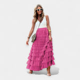 Boho sijonas su atviru mezgimo satino apdaila