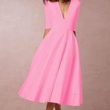 Laura | Midi suknelė moterims su A formos kirpimu, V formos iškirpte