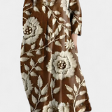 Anne | Skystas Suknelė su V formos Iškirpte ir Spalvingu Raštu