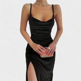 Gabriela - Aksominė suknelė su šonine skeltimi