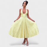 Halina - Midi suknelė su korsetu ir volanais