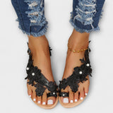 Boho - Patogūs sandalai su gėlėmis ir kulkšnies dirželiu