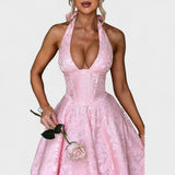 Effie - Tekstūruotas midi suknelė su V formos iškirpte