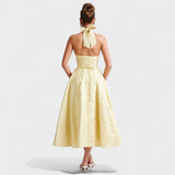 Effie - Tekstūruotas midi suknelė su V formos iškirpte