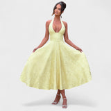 Effie - Tekstūruotas midi suknelė su V formos iškirpte