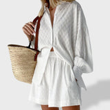 Maud | Elegantiškas lino marškinių ir šortų komplektas