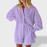 Maud | Elegantiškas lino marškinių ir šortų komplektas