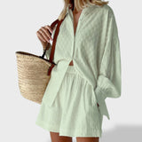 Maud | Elegantiškas lino marškinių ir šortų komplektas