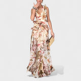 Isabela - Ilga suknelė su gėlių volanais