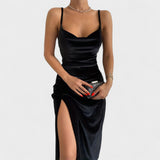 Gabriela - Aksominė suknelė su šonine iškirpte