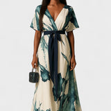 Vanessa™ | Ilgas Suknelė su Akvarelės Raštu