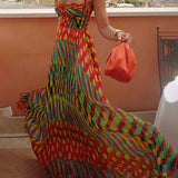 Aria | Maxi suknelė su abstrakčiu raštu be rankovių ir A-line kirpimu